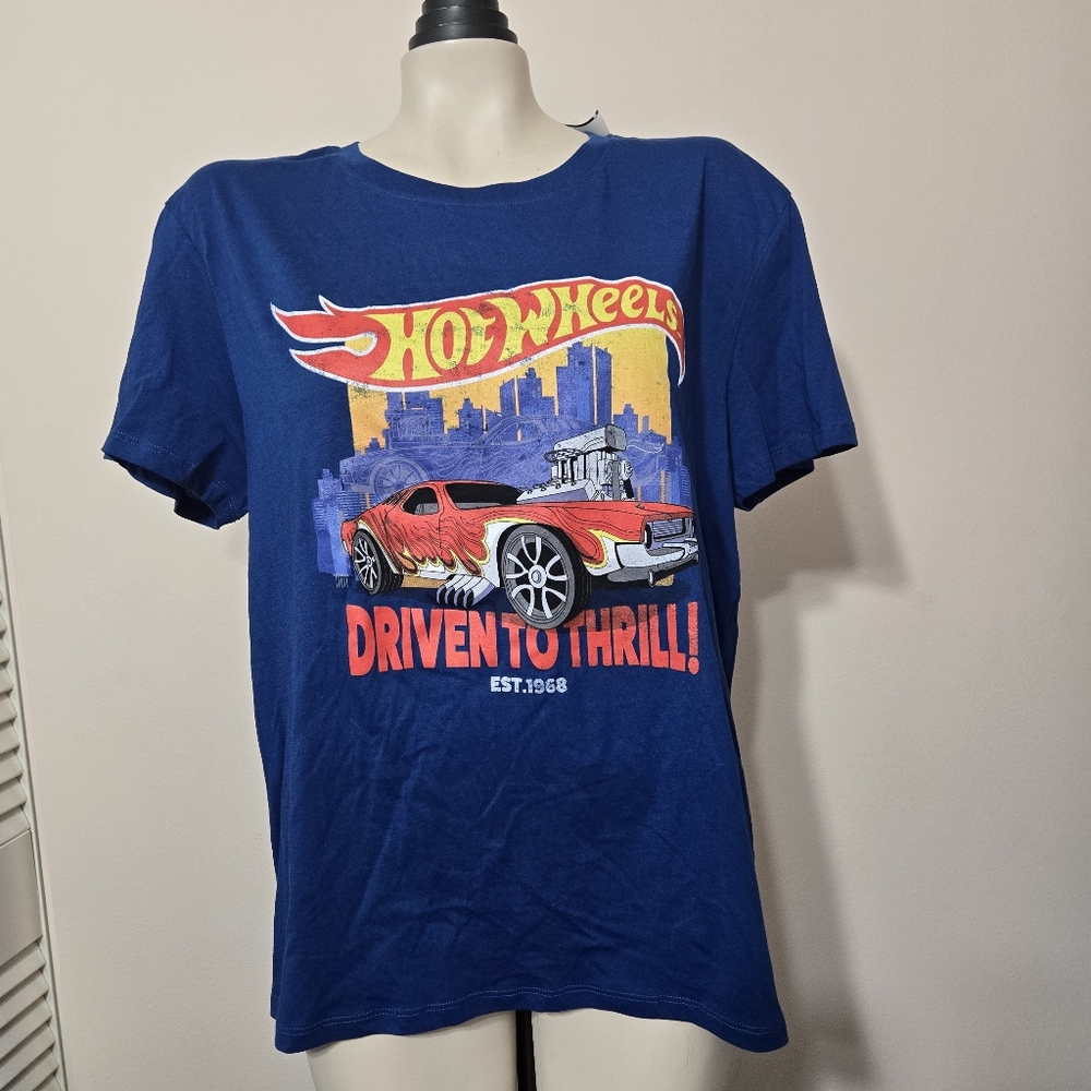 Blue Distressed Print Hot Wheels Shirt